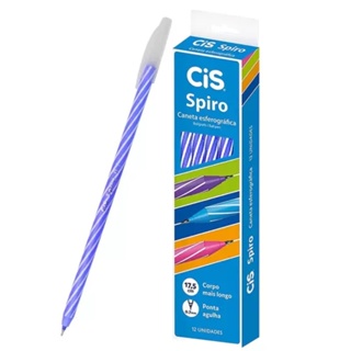 Kit 12 Caneta Azul Ponta Fina Esferográfica Spiro Cis 0.7mm em Oferta na Shopee