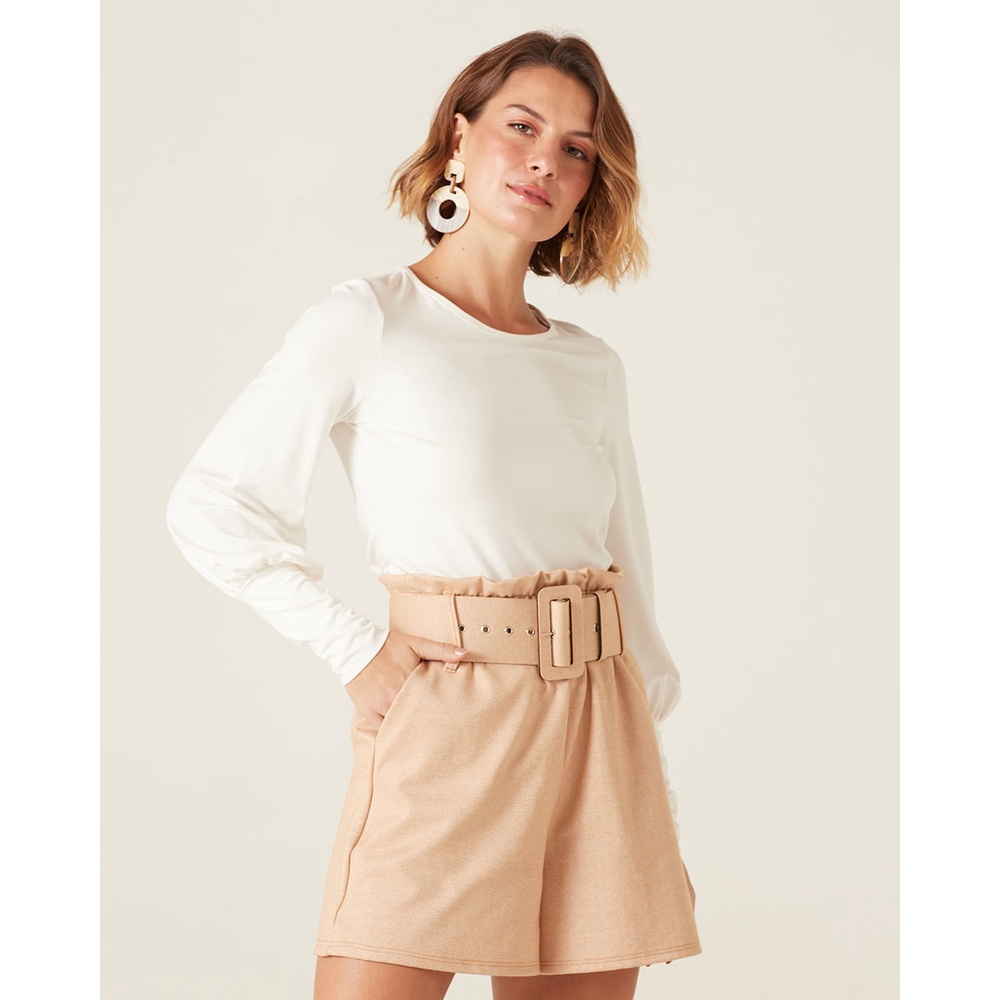 Blusa Feminina Manga Bufante Em Viscose Stretch em Oferta na Shopee