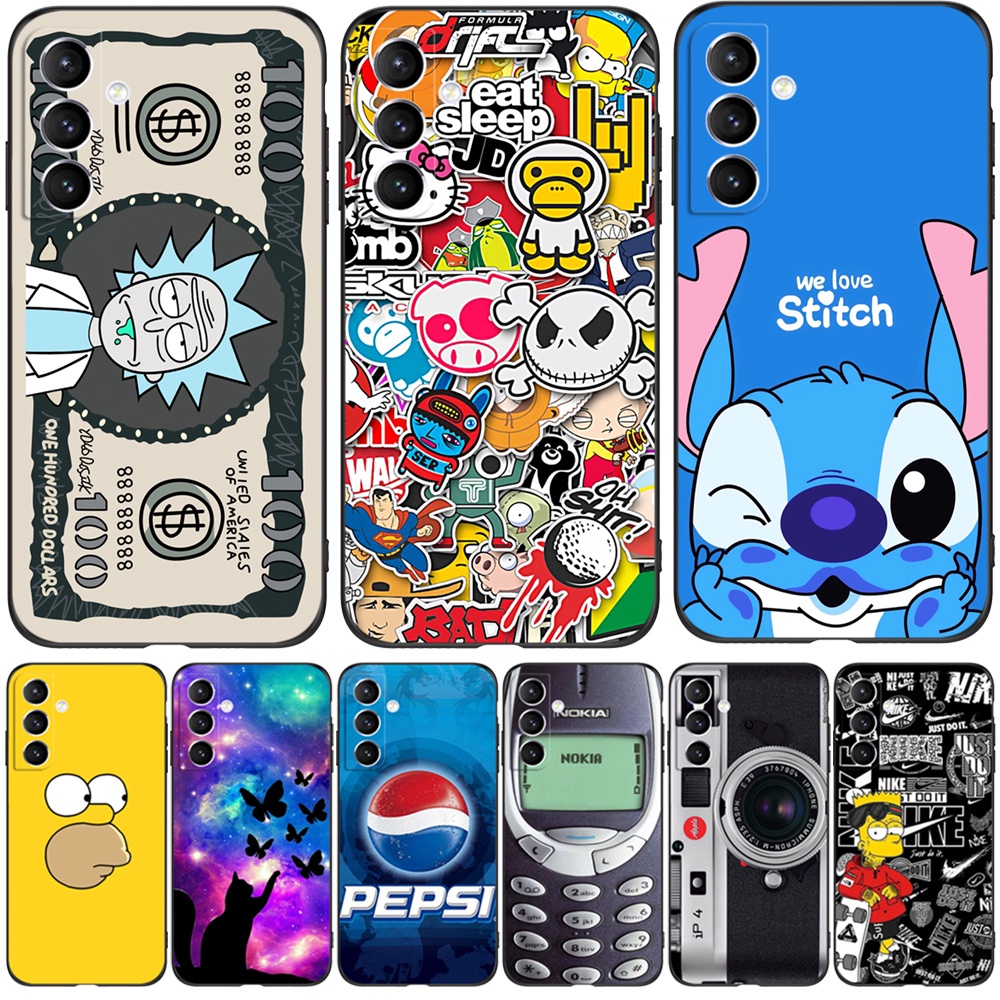 Para Samsung Galaxy A34 A54 5G Capa Traseira Do Telefone Silicone Macio Protetor De Preto Tpu Engraçada De Desenho Animado anime aa