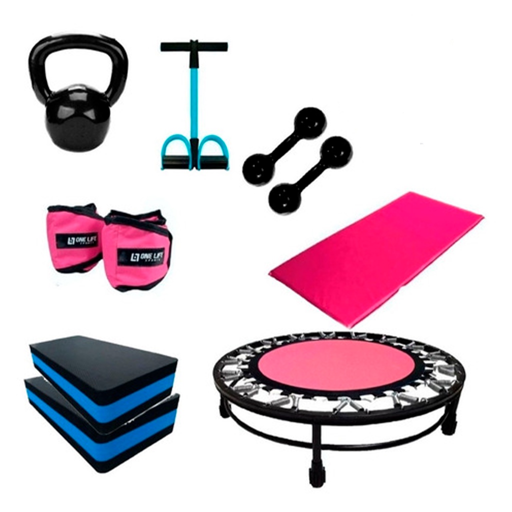 Kit Aeróbico C Mini Jump + Pesos + Step + Bola+ Colchonete