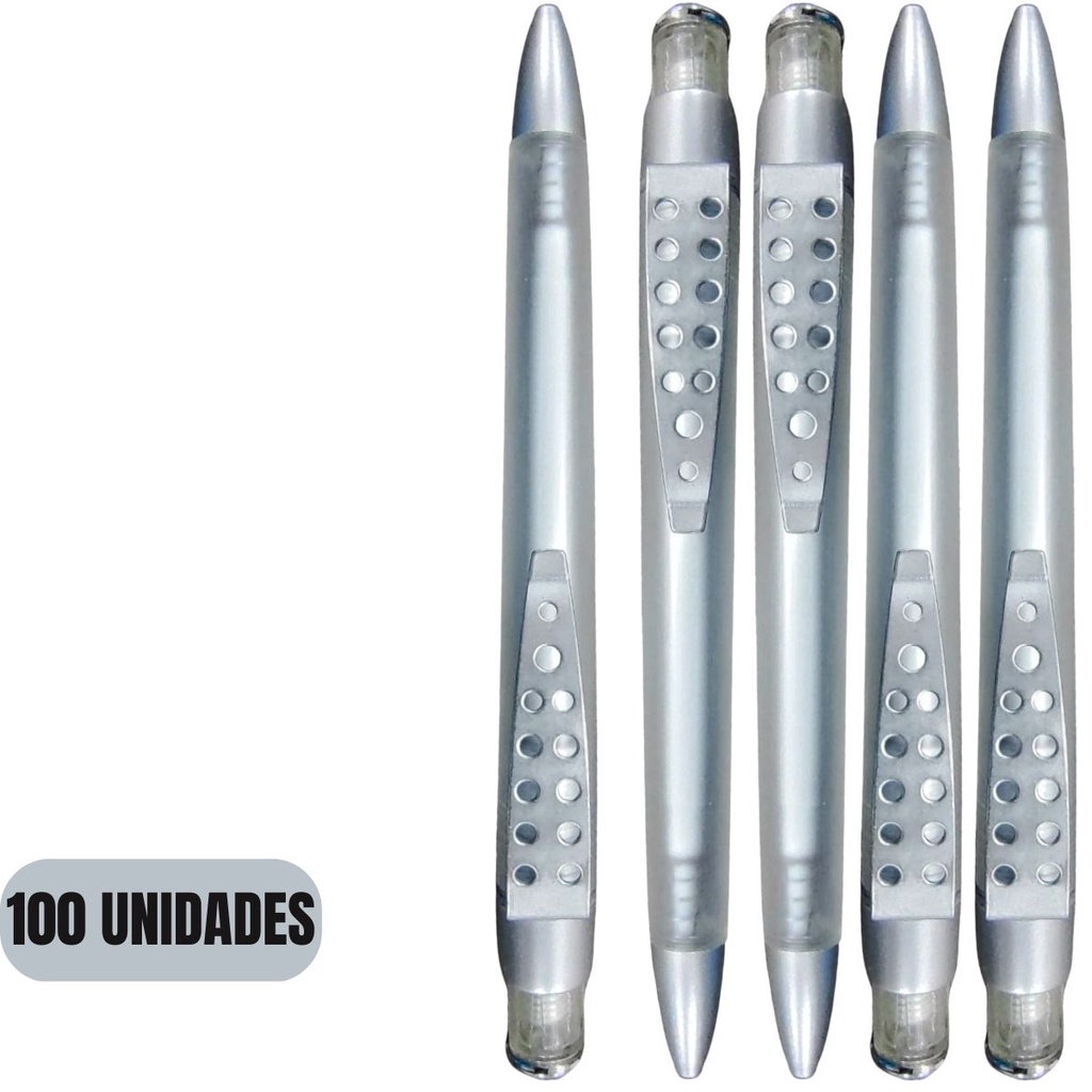 100 Unidades Caneta Transparente Fosca Tinta Azul Click · foto 2