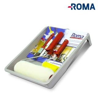 Kit Pintura Profissional Flex Polipropileno Pincéis Rolo Lã 5 Peças Roma 23cm Pintura Parede Teto Multiuso
