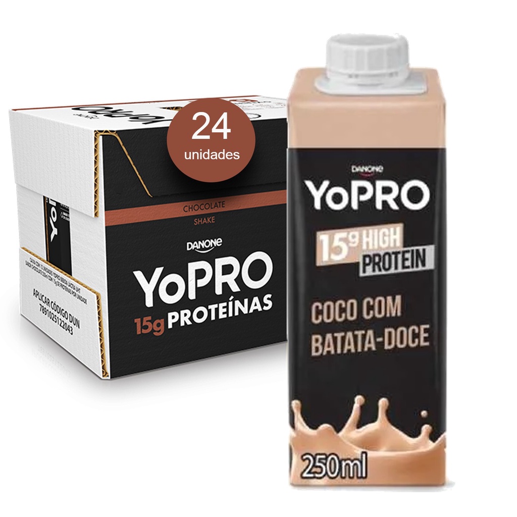 YoPRO Coco c/ Batata Doce 15g Proteina 250ml (24 Unidades)