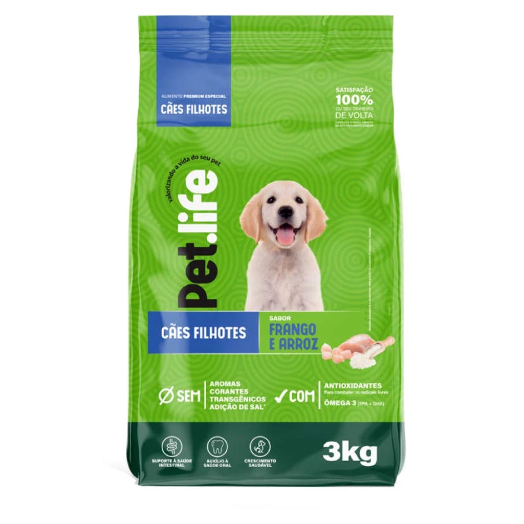 Ração Super Premium Pet Life Filhotes 3kg Sabor Frango — R$ 52,36 em Shopee