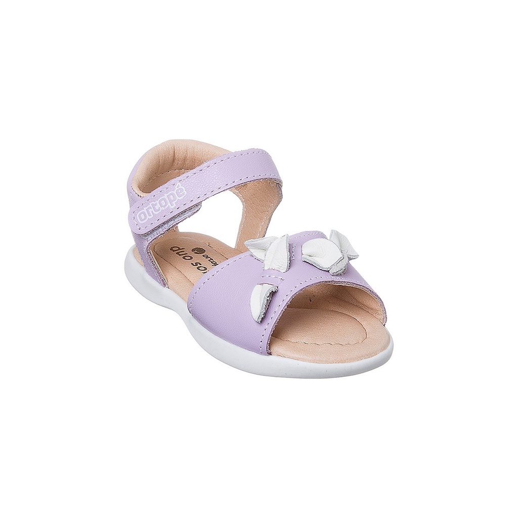 Sandália Infantil Feminina Ortopé Carinhoso Couro Pétalas Lavanda - Baby & Kids Fashion