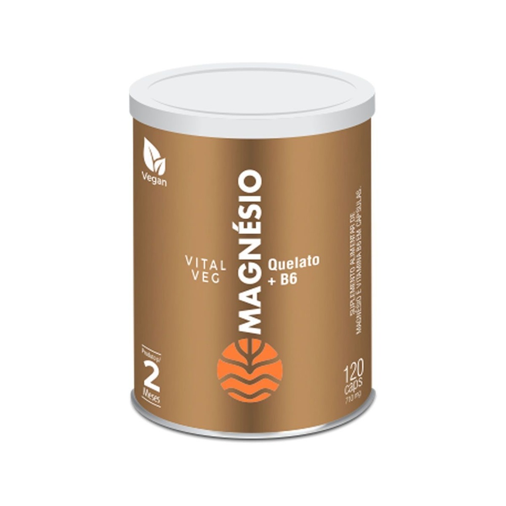 Vital Veg Magnésio Quelato + Vitamina B6 - 120 Cápsulas - Vital Âtman em Oferta na Shopee