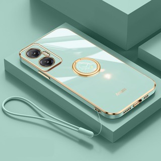 Estojo De Silicone Ultra Fino Para Telefone Infinix Hot 20 5G X666 X666B Faixa Dourada De Proteção Contra Queda De Luxo Com Anel De Relógio E Cordão