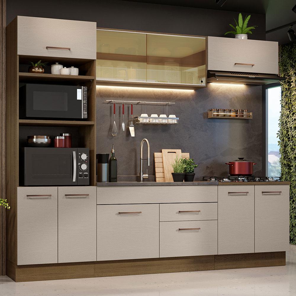 Armário de Cozinha Completa 270cm Rustic/Crema Agata Madesa 03 - Home & Living