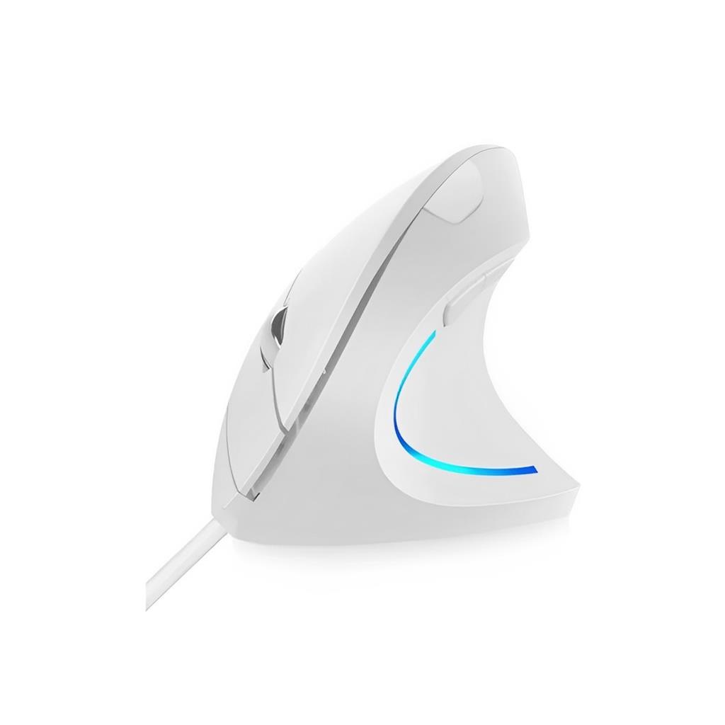 Mouse Vertical Verto Ergonomico Com Led 6 Botoes 1600 Dpi Ajustavel Branco D5