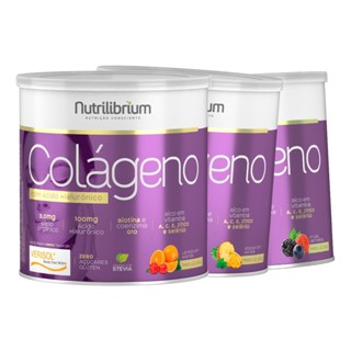 Kit 3x Colágeno Hidrolisado Verisol Ácido Hialurônico Biotina Coenzima Q10 200g Nutrilibri...