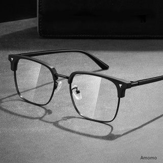 Óculos Semi-Rimless Myopia Glasses (0.5 ~ 6.0) De Moda Masculina Anti-Azul Light Fashion Moldura Preta Unisexo Quadrada