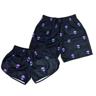 Kit Casal Combinando Mozao Short Tactel Moda Praia Bermudas Alien