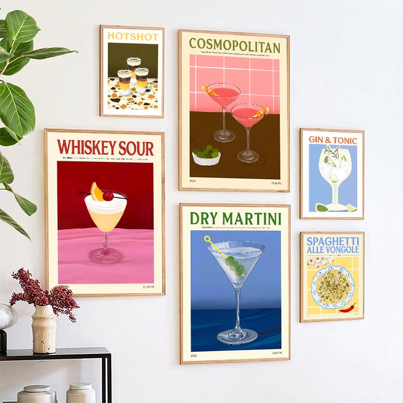 Suco De Massa Martini Whiskey Pôsteres De Arte De Parede Azeda Retro Cocktail Tela Pintura De Sala De Estar Cozinha Decoração De Interiores em Oferta na Shopee