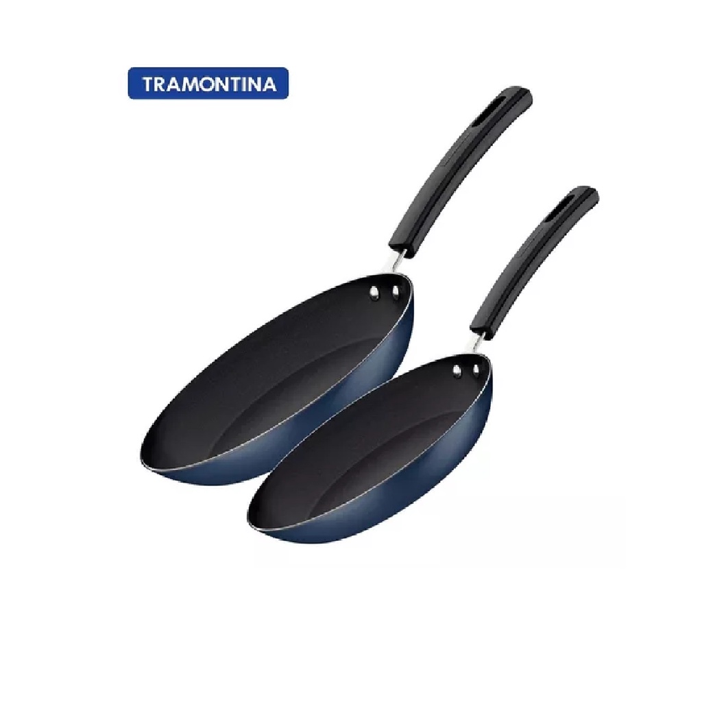 Jogo De Frigideiras Antiaderente Tramontina Azul 2 Peças - Home & Living