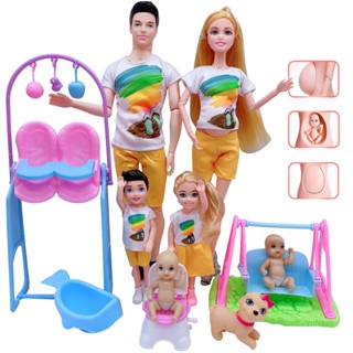 30cm boneca Barbie grávida, bebê grávida, conjunto de presente da família para uma família de seis, brinquedos infantis