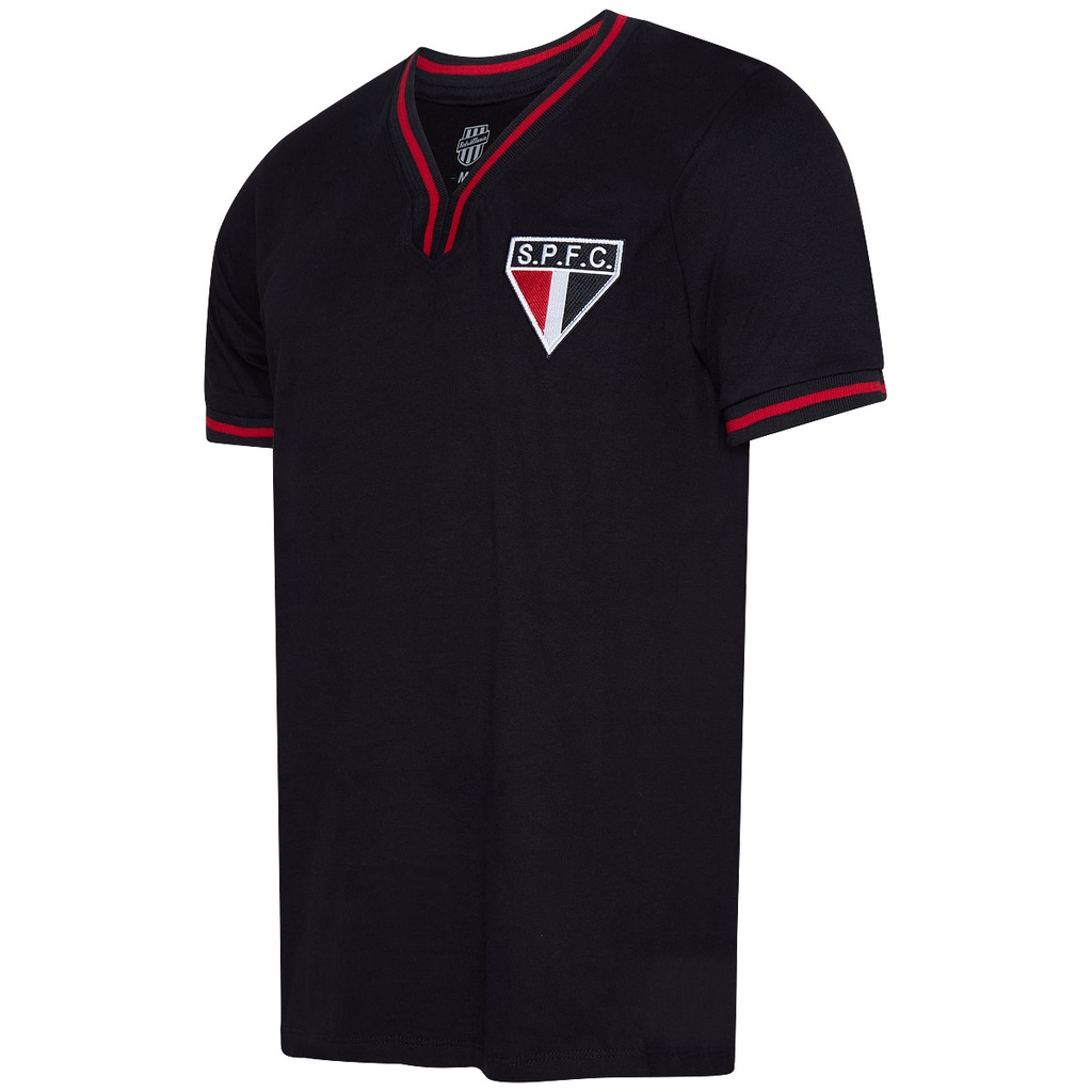 Camisa São Paulo Retrô Vintage Preta Masculina Oficial em Oferta na Shopee
