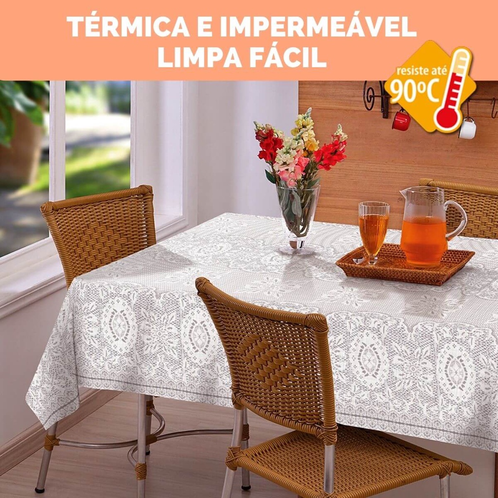 Toalha de Mesa 4 Lugares Retangular Térmica Impermeável De Plástico Ultra Grosso Várias Estampas Decoração Cozinha Casa