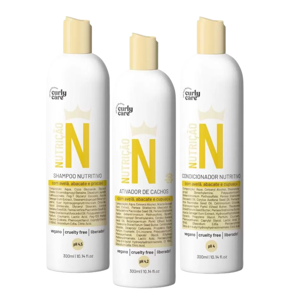 Kit Curly Care Linha N Shampoo Condic e Ativador de Cachos