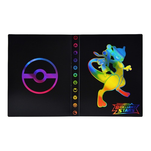 Álbum Pokémon Porta 240 Cartas Mewtwo Rainbow Brilhant Stars