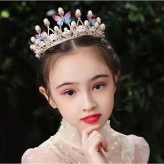 Princesa Tiaras Para Meninas , Coroa De Aniversário Borboleta Performance Disc Hair Model Catwalk Tiara De Cristal Feita A Mão