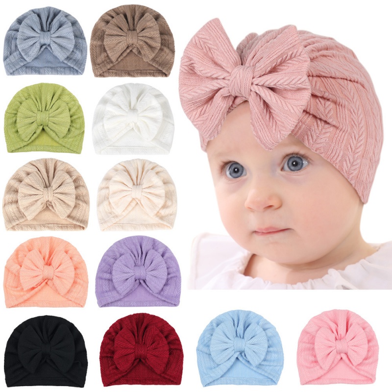 Baby Beanie Cap Capa De Feijão Bebê Cor Sólida Chapéu De Trigo Padrão De Arco Indiano chapéu in boné bebê menina