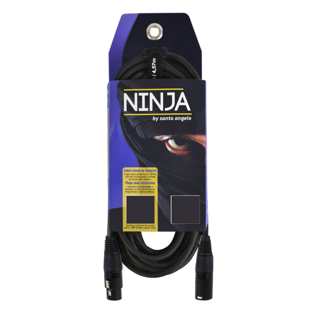 CABO SANTO ANGELO XLR MACHO + XLR FEMEA 0,20MM NINJA LW B 4,5 METROS