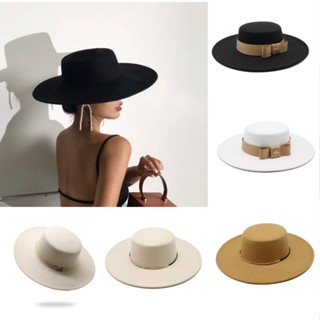 Chapéu Feminino Big Wide Brim 10CM Fedora De Lã De Inverno Jazz Feltro Plano