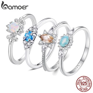 Bamoer925 Prata Esterlina Requintada Série Zircon Anel Único Design Exclusivo Jóias De Venda A Quente Para Mulheres
