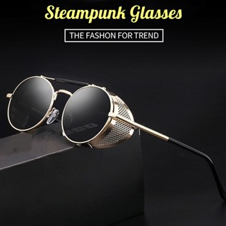 Óculos De Sol Redondos De Metal Da Moda Homens Mulheres Steampunk Trend Luxury Designer Vintage Proteção UV