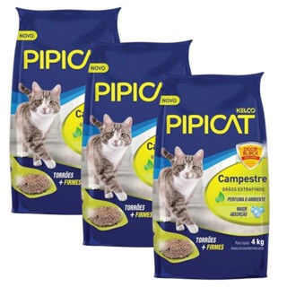 Kit 3 Areias Sanitárias P/ Gato Kelco Pipicat Campestre  4Kg