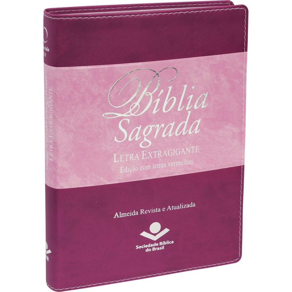Bíblia Sagrada Letra Extragigante | Capa Luxo Índice | Almeida Revista Atualizada | Uva E Rosa