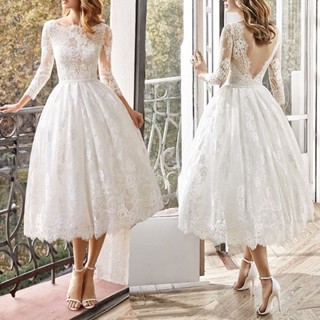 Vestido De Noiva Feminino De Manga Longa Outono/Inverno Dama De Honra White Lace 2023 Novo Festa Sexy