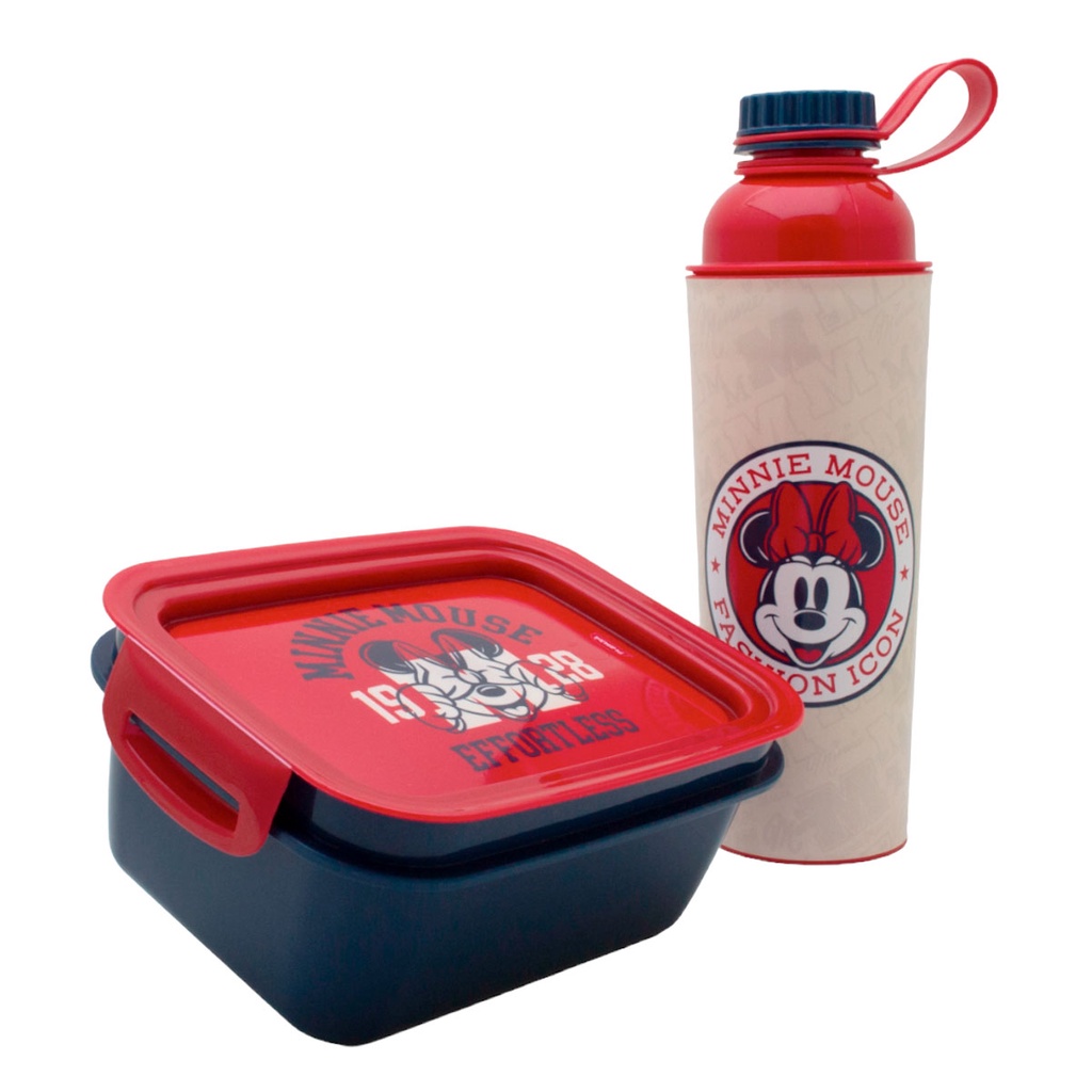 Kit Presente Garrafa 660ml e Pote Marmita Hermética 850ml Minnie Plasutil