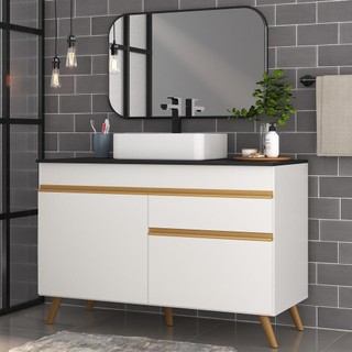 Gabinete  Banheiro Multimóveis 2 Portas e 1 Gaveta Retrô 120cm  V5025 em Oferta na Shopee