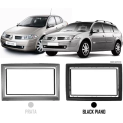 Moldura De Painel 2 Din Renault Megane e Megane Grand Tour 2007 até 2012 PRATA ou BLACK PIANO