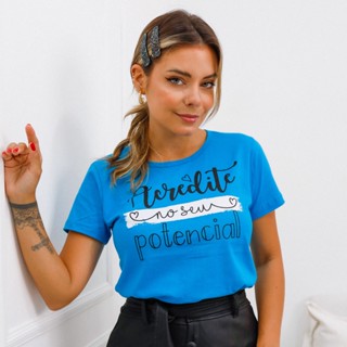 Camiseta Feminina Escolha Cor e Tamanho 100% Algodão Malha Premium Manga Curta Gola Redonda