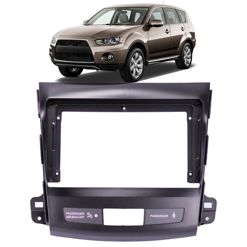 Moldura 2 Din Outlander 9" Polegadas 2008 até 2012 Preto