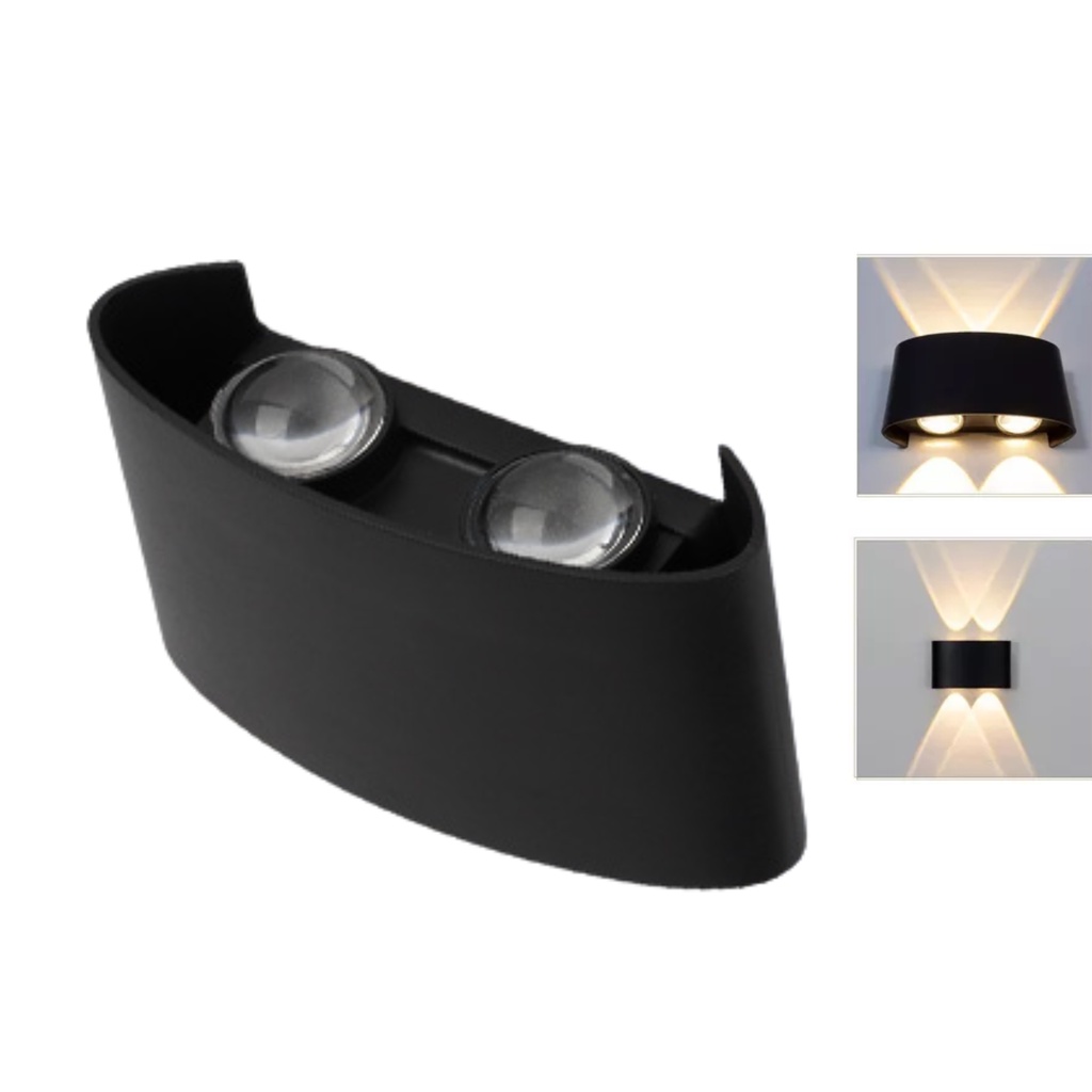 Arandela LED Clessidra 4W IP65 Opus Efeito Ampulheta Luz Quente 3000K Cores Preto ou Branco