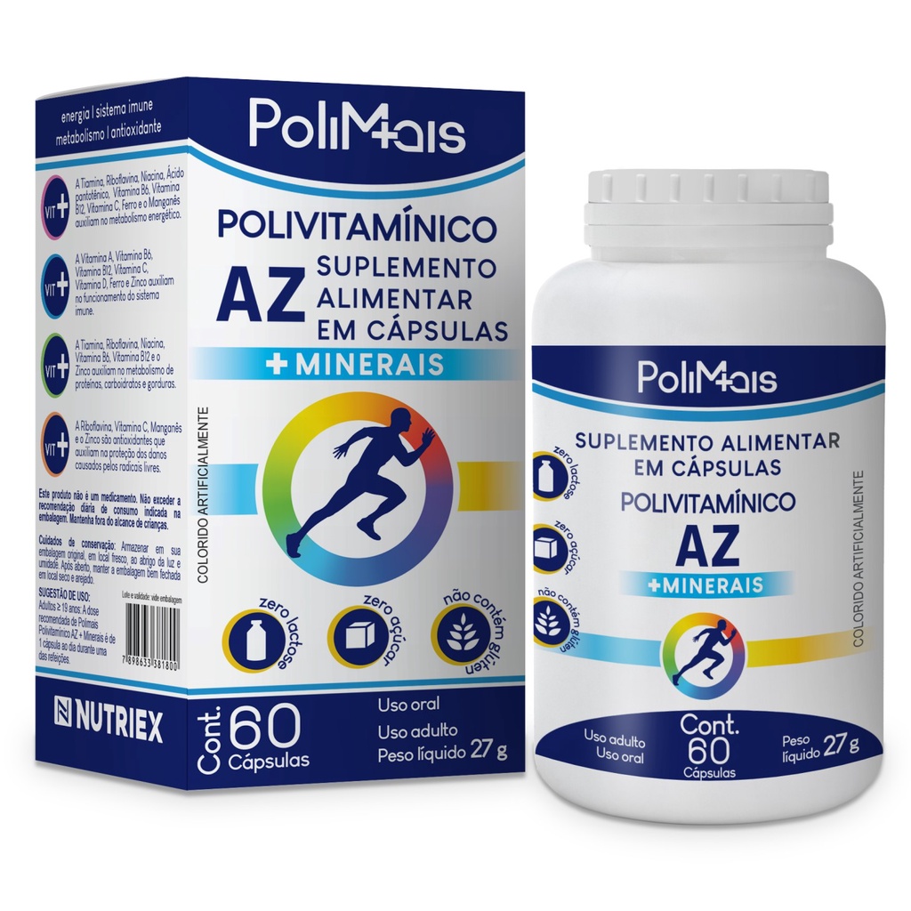 Vit Polimais A-Z 60 Caps Imunidade Energia Metabolismo