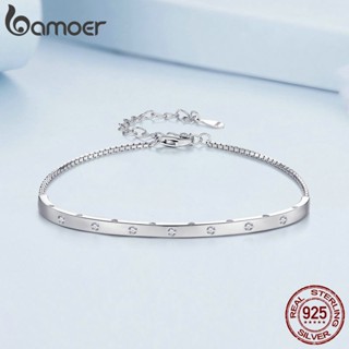 Bamoer 925 Silver Sterling Basical Bracelet Chain Design Simples Jóias De Moda Para Mulheres