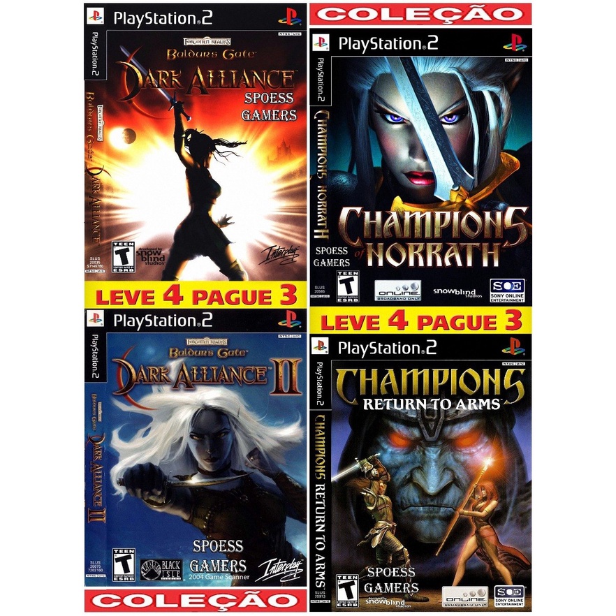 Jogo Baldur's Gate + Champions Ps2 Coleção (4 Dvds) Patch