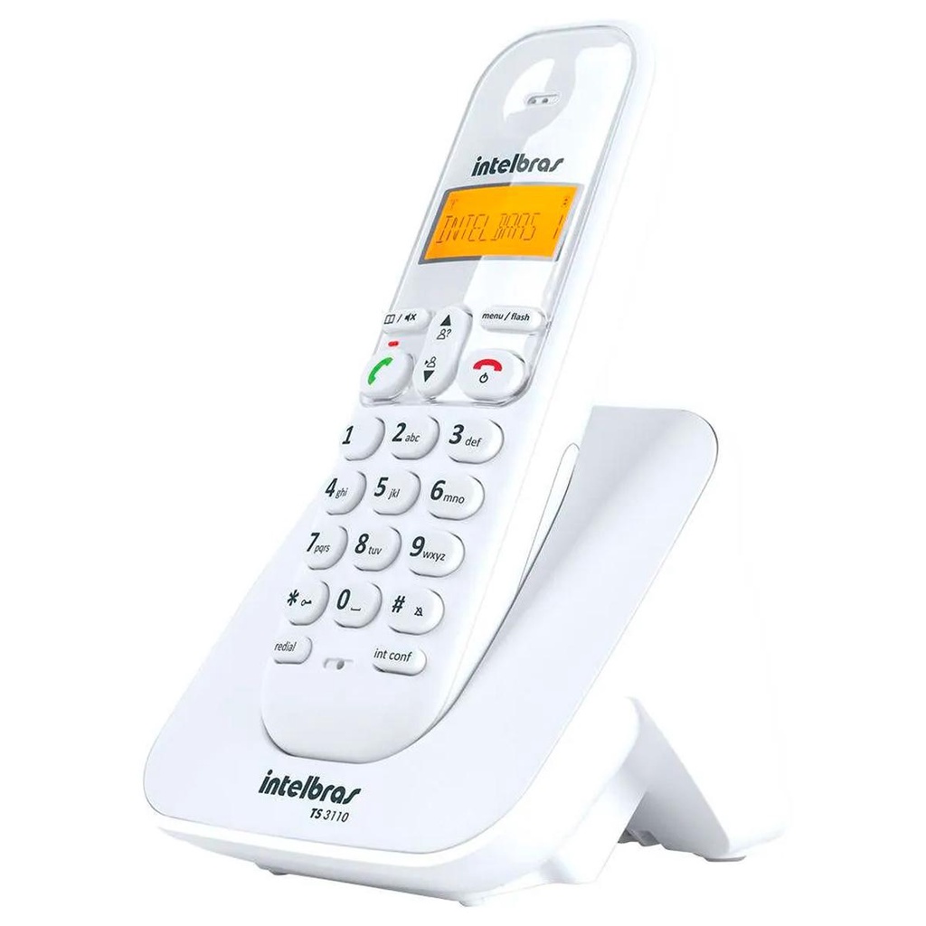 Telefone Sem Fio Digital DECT Intelbras TS 3110 DECT Ergonômico Com Identificador de Chamadas Branco — imagem 2 de 2