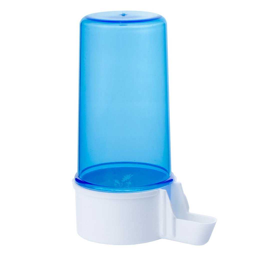 Bebedouro Automático Italiano Azul 200ml Malha Fina Canário Periquito Agapornis Curió Toco Tucano