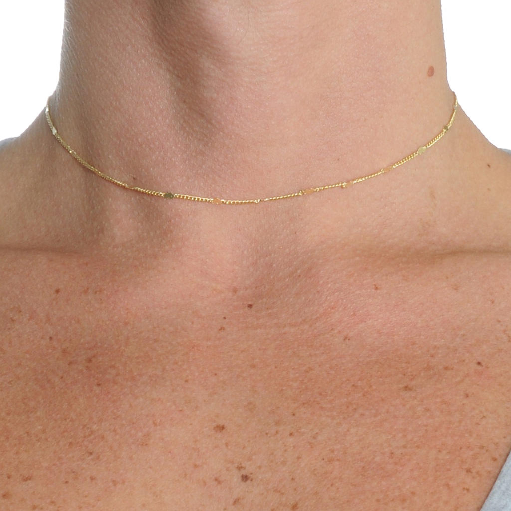 Choker Gargantilha Colar Detalhes Coração Banhado a Ouro 18k 35cm — imagem 2 de 2