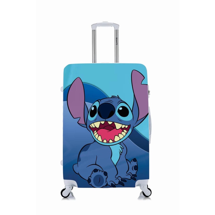 Capa Protetora Para Mala Viagem Personalizada Grande Stitch Fundo Azul