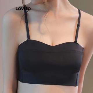 Lovito Top de Amarração Ajustável nas Costas para Mulheres LNA17193 (Bege/Branco/Preto)