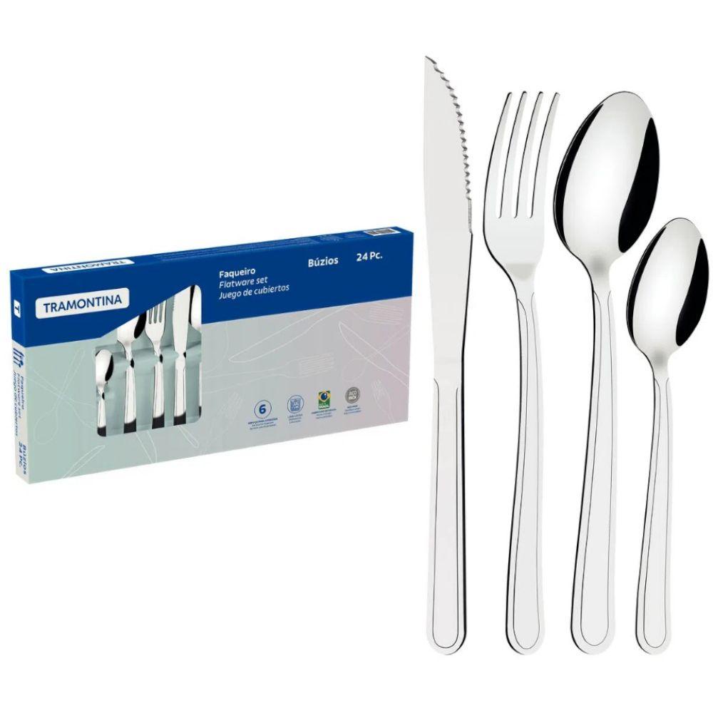 Faqueiro Tramontina Búzios 23799/071 Búzios 24 Peças Aço Inox em Oferta na Shopee