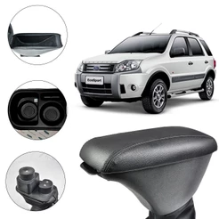 Apoio De Braço Encosto Ecosport Duplo 10/12 Couro Preto