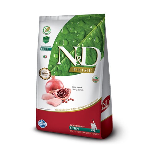 Ração Farmina N&D Prime Frango e Romã Kitten para Gatos Filhotes 1,5kg