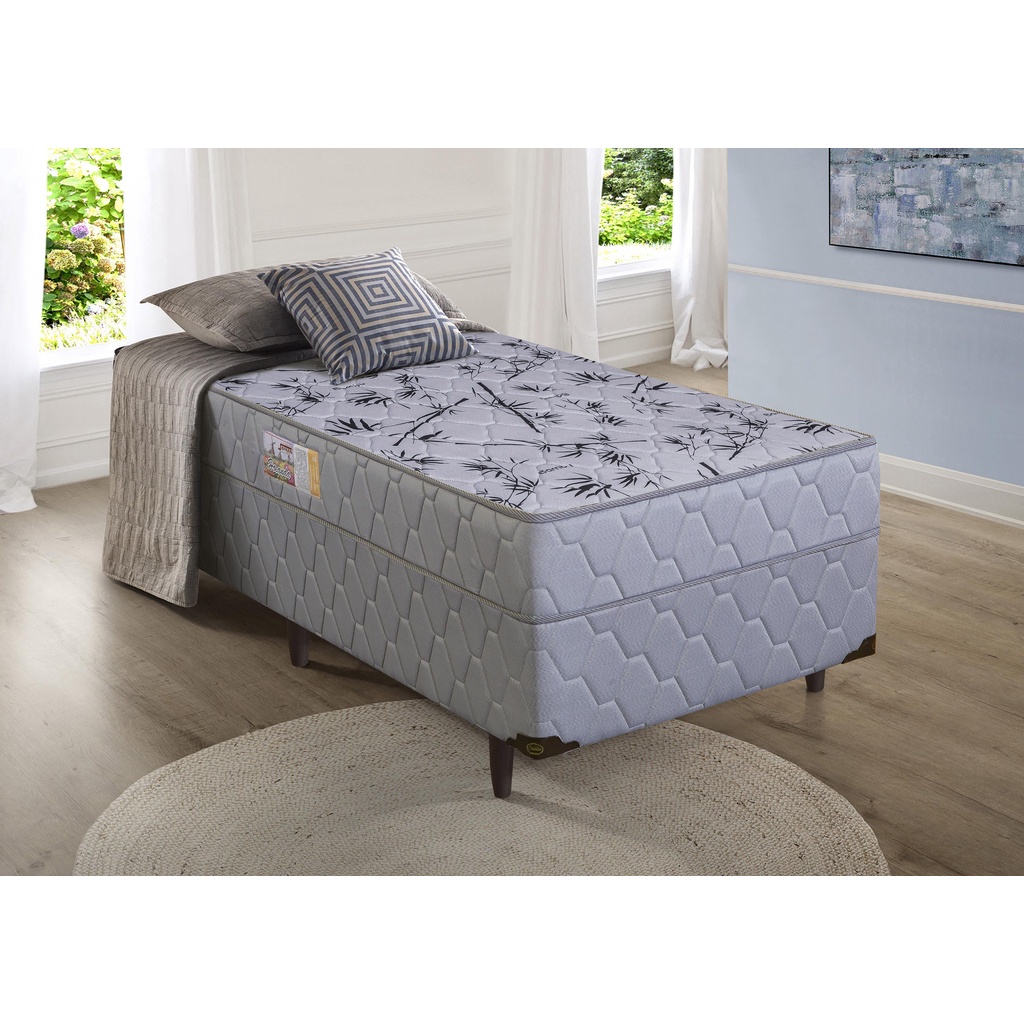 Cama box D28 Holanda Solteiro Ortopédico 88x188x51 cinza - Sofá Casa em Oferta na Shopee